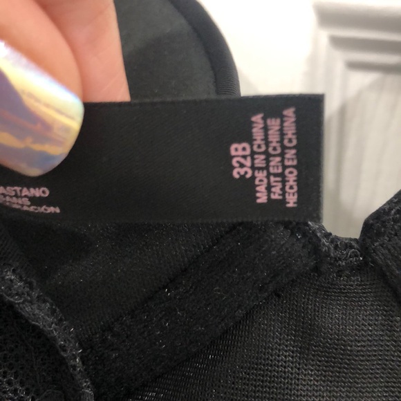 Black lace and mesh teddy with rhinestones 32B - Picture 6 of 8